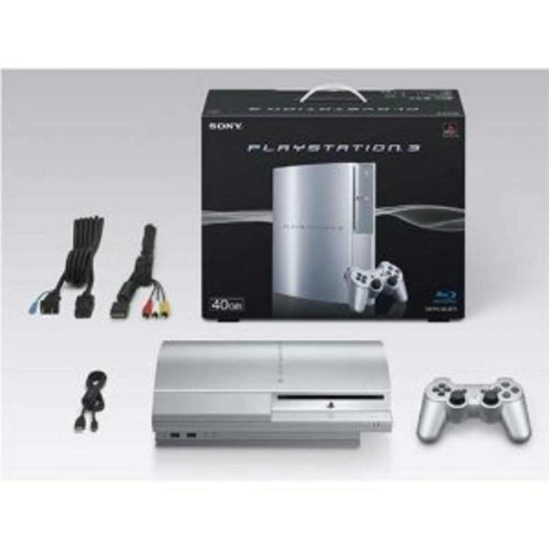 PlayStation(プレイステーション)の(本体)プレイステーション3 PLAYSTATION3 HDD40GB サテン・シルバー(CECHH00SS) ソニー・コンピュータエンタテインメント エンタメ/ホビーのゲームソフト/ゲーム機本体(家庭用ゲーム機本体)の商品写真