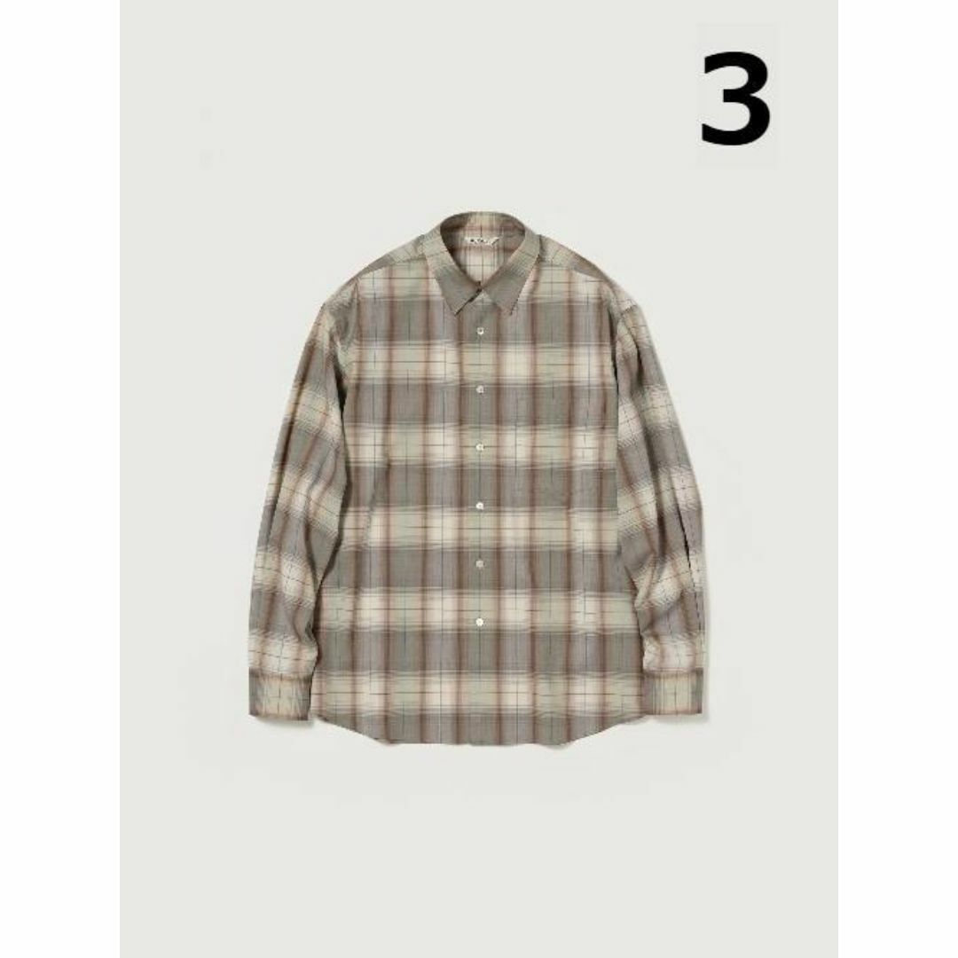 AURALEE - AURALEE SUPER LIGHT WOOL CHECK SHIRT 3 茶の通販 by AURALEE - AURALEE SUPER LIGHT WOOL CHECK SHIRT 3 茶の通販 by