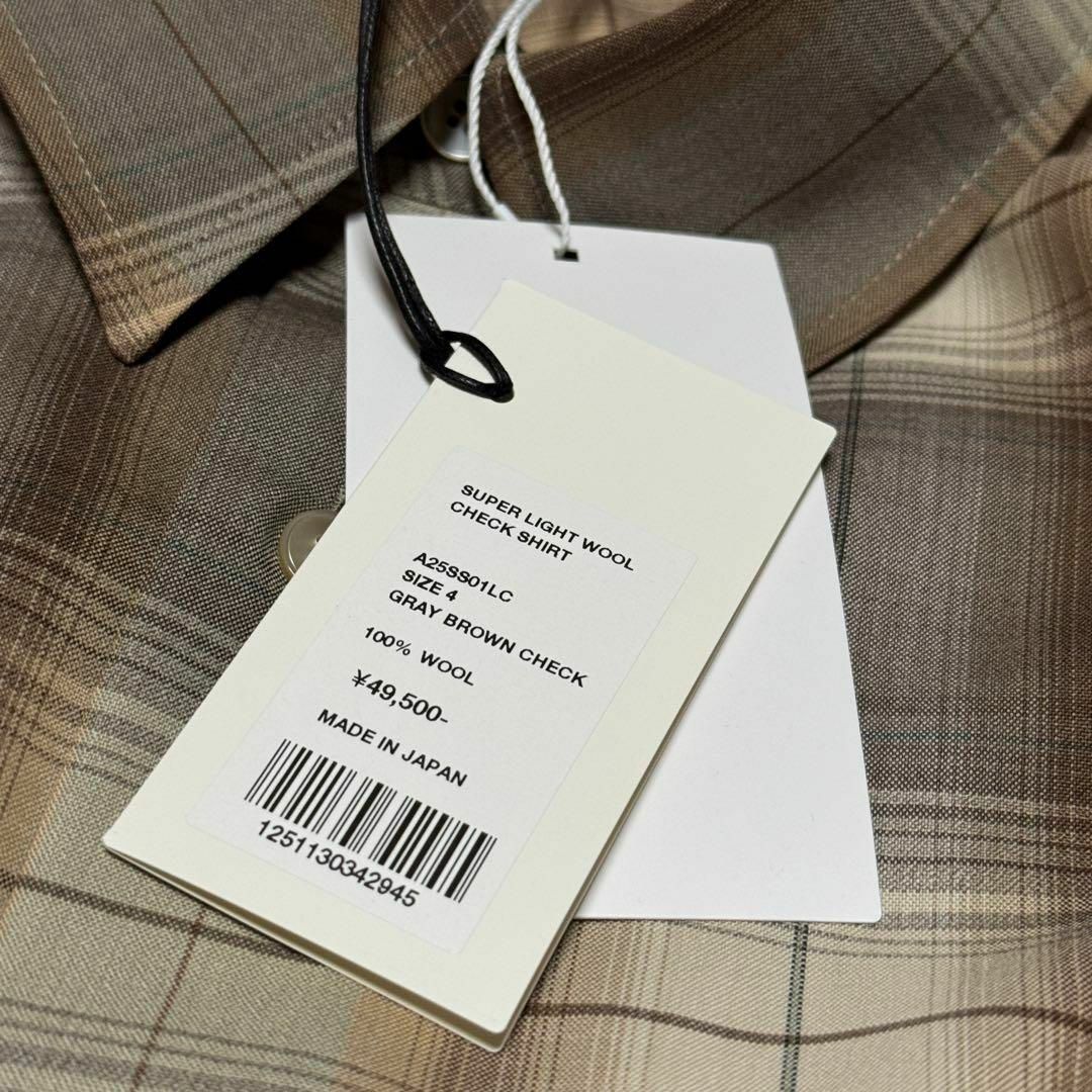 AURALEE - AURALEE SUPER LIGHT WOOL CHECK SHIRT 4 茶の通販 by AURALEE - AURALEE SUPER LIGHT WOOL CHECK SHIRT 4 茶の通販 by