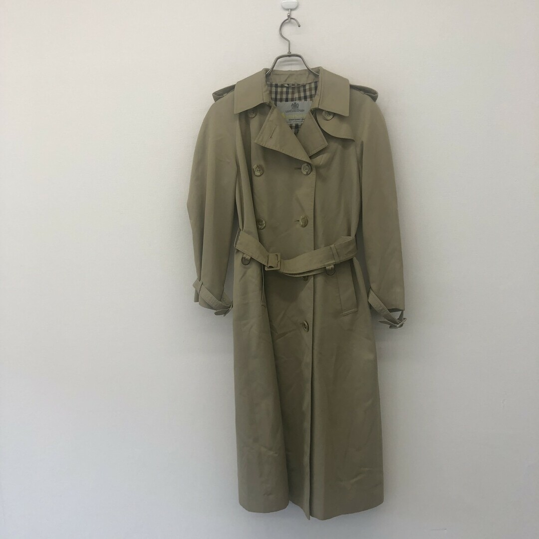 【Aquascutum】アクアスキュータム　ベージュ系　トレンチコート　無地　シンプル　ロングコート