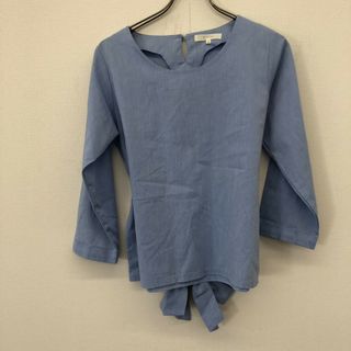 【grove】グローブ　水色系　M　ブラウス　長袖トップス　無地　シンプル　カジュアル　ゆったり(シャツ/ブラウス(長袖/七分))