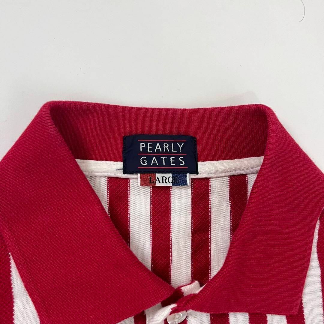 PEARLY GATES - パーリーゲイツ ポロシャツ ストライプ 赤 半袖 PEARLY GATES - パーリーゲイツ ポロシャツ ストライプ 赤 半袖