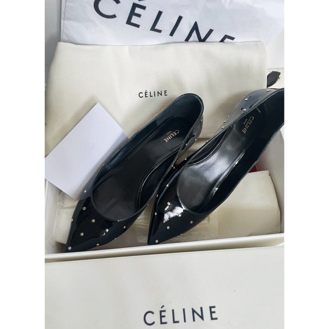 CELINE - celine スタッズ パンプス セリーヌ シューズ エナメル CELINE - celine スタッズ パンプス セリーヌ シューズ エナメル