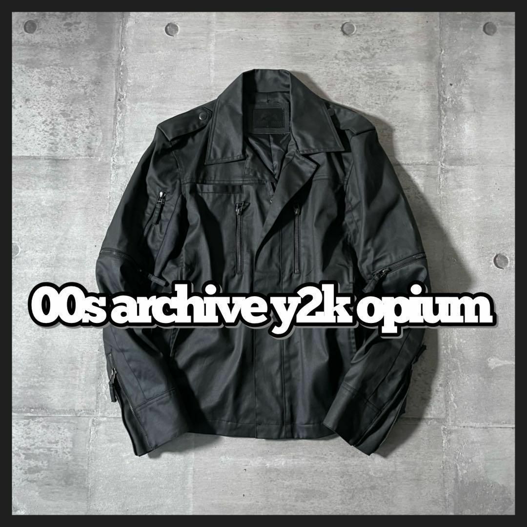 archiveコーティングジャケット 多重ジップ パンク短丈y2k opium archiveコーティングジャケット 多重ジップ パンク短丈y2k opium