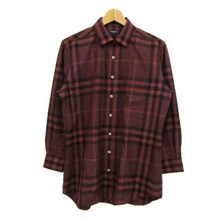 バーバリーロンドン 長袖シャツ チェック柄 ウール トップス メンズ Mサイズ ワインレッド BURBERRY LONDON(シャツ)