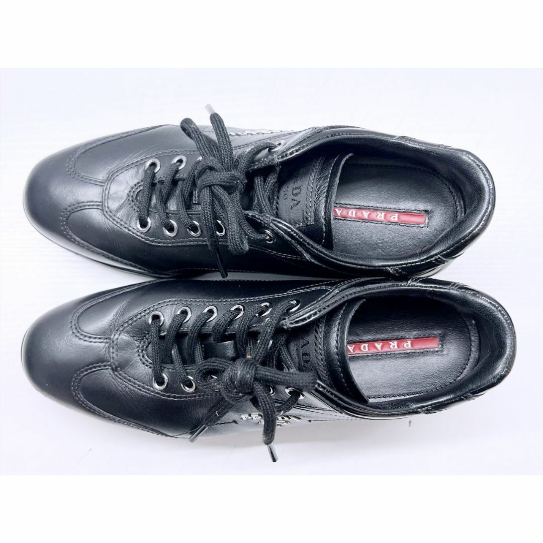 PRADA - 美品 PRADA プラダ ロゴ レザー ローカット スニーカー PRADA - 美品 PRADA プラダ ロゴ レザー ローカット スニーカー