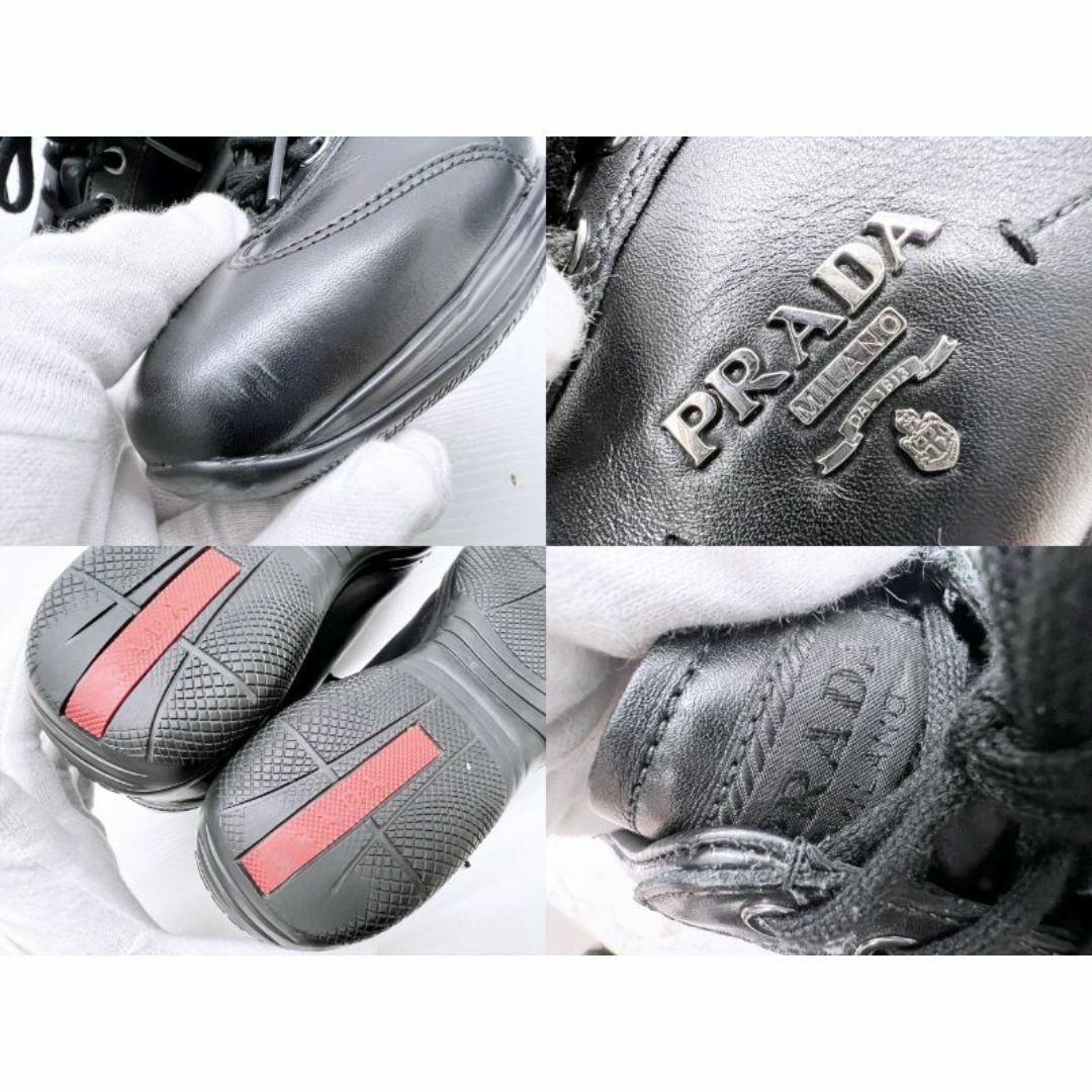 PRADA - 美品 PRADA プラダ ロゴ レザー ローカット スニーカー PRADA - 美品 PRADA プラダ ロゴ レザー ローカット スニーカー