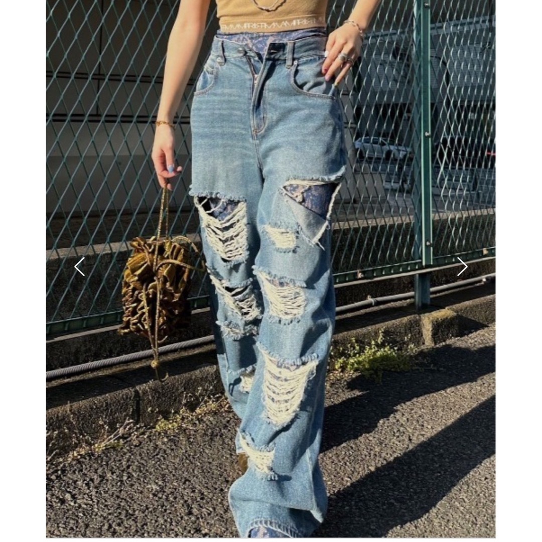 Ameri VINTAGE - Ameri WIDE DAMAGE DENIM PANTSの通販 by Ameri VINTAGE - Ameri WIDE DAMAGE DENIM PANTSの通販 by