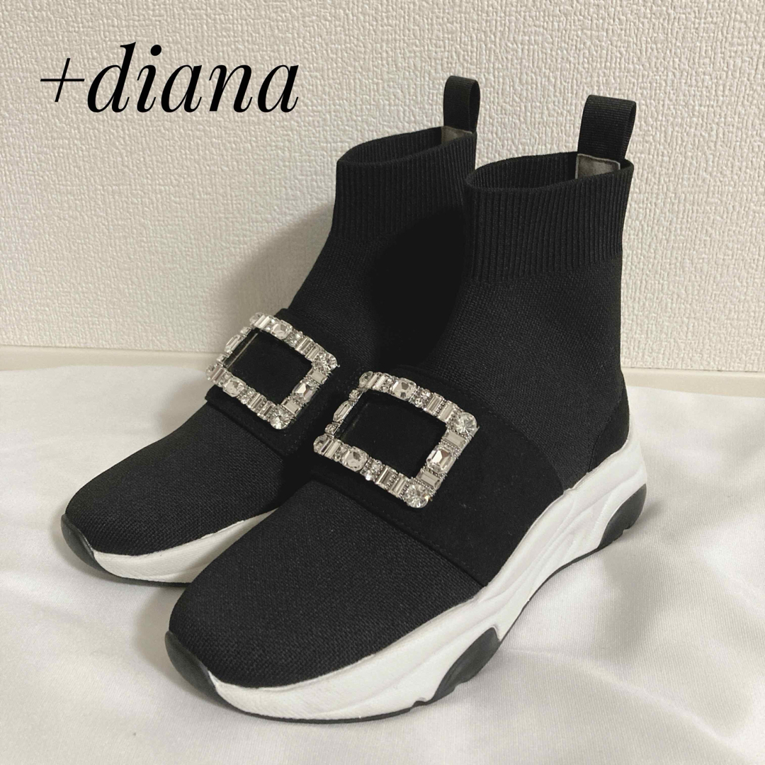 DIANA - +diana クリスタルバックルニットソックススニーカー DIANA - +diana クリスタルバックルニットソックススニーカー