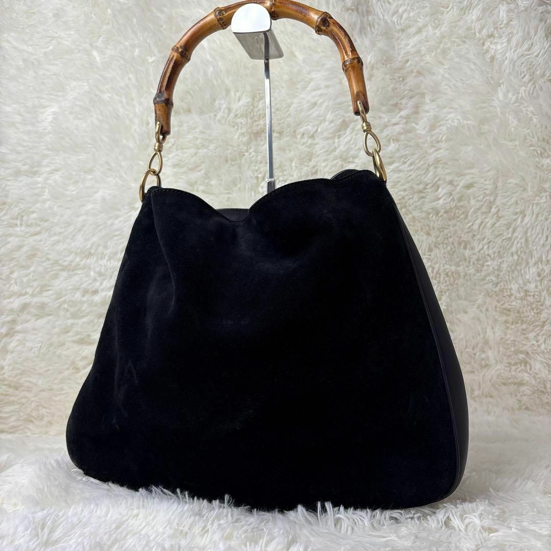 GUCCI - 美品✨GUCCI ワンショルダー 黒 バンブー スエードの GUCCI - 美品✨GUCCI ワンショルダー 黒 バンブー スエードの