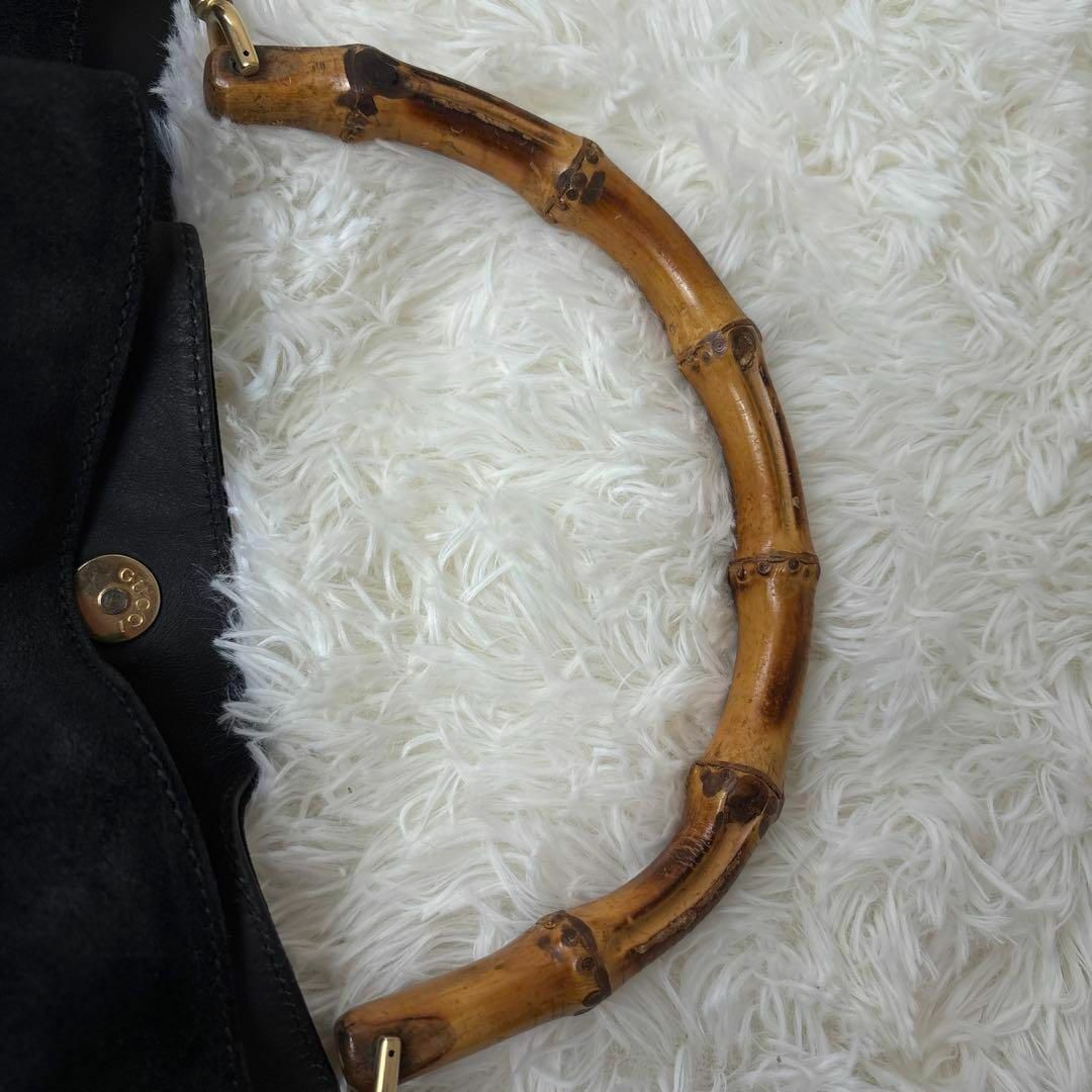 GUCCI - 美品✨GUCCI ワンショルダー 黒 バンブー スエードの GUCCI - 美品✨GUCCI ワンショルダー 黒 バンブー スエードの