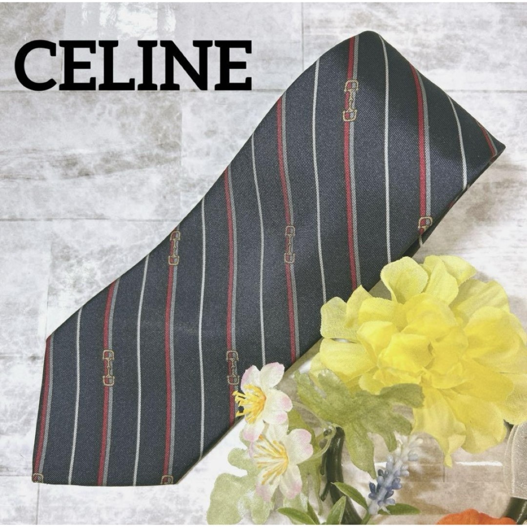 CELINE - 【極美品】CELINE☆ネクタイ☆ストライプ ビット柄 CELINE - 【極美品】CELINE☆ネクタイ☆ストライプ ビット柄