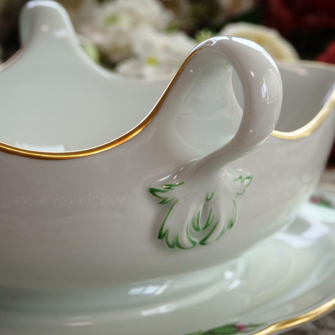 MEISSEN - 極美品 Meissen マイセン ピンクローズ グレイビー MEISSEN - 極美品 Meissen マイセン ピンクローズ グレイビー