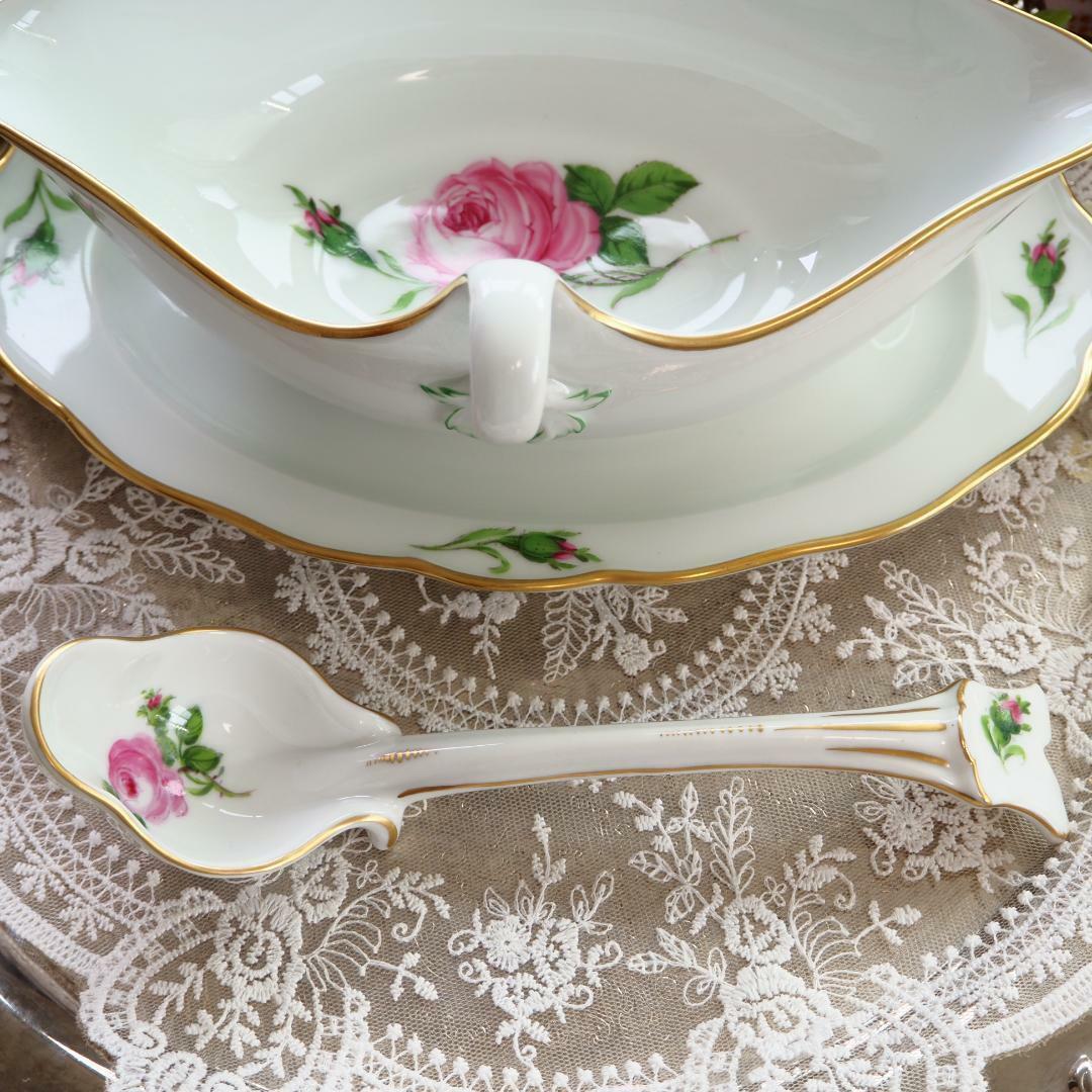 MEISSEN - 極美品 Meissen マイセン ピンクローズ グレイビー MEISSEN - 極美品 Meissen マイセン ピンクローズ グレイビー