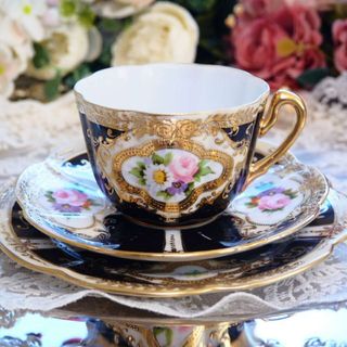 Noritake - オールドノリタケ ブラック金盛 マルキ印 トリオB Noritake - オールドノリタケ ブラック金盛 マルキ印 トリオB