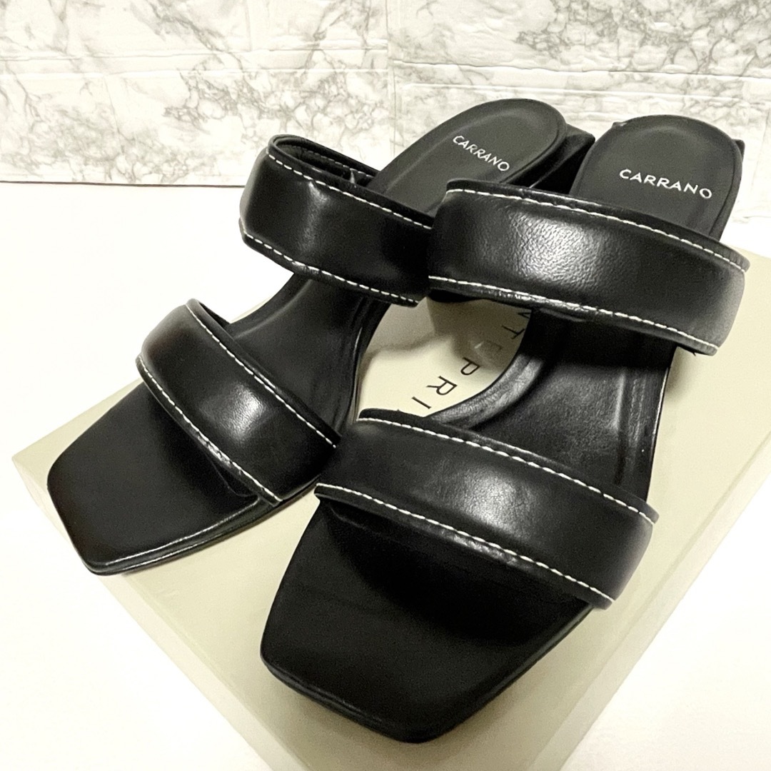 CARRANO - 374☆美品☆CRRANO カラーノ サンダル ブラック 25cm CARRANO - 374☆美品☆CRRANO カラーノ サンダル ブラック 25cm