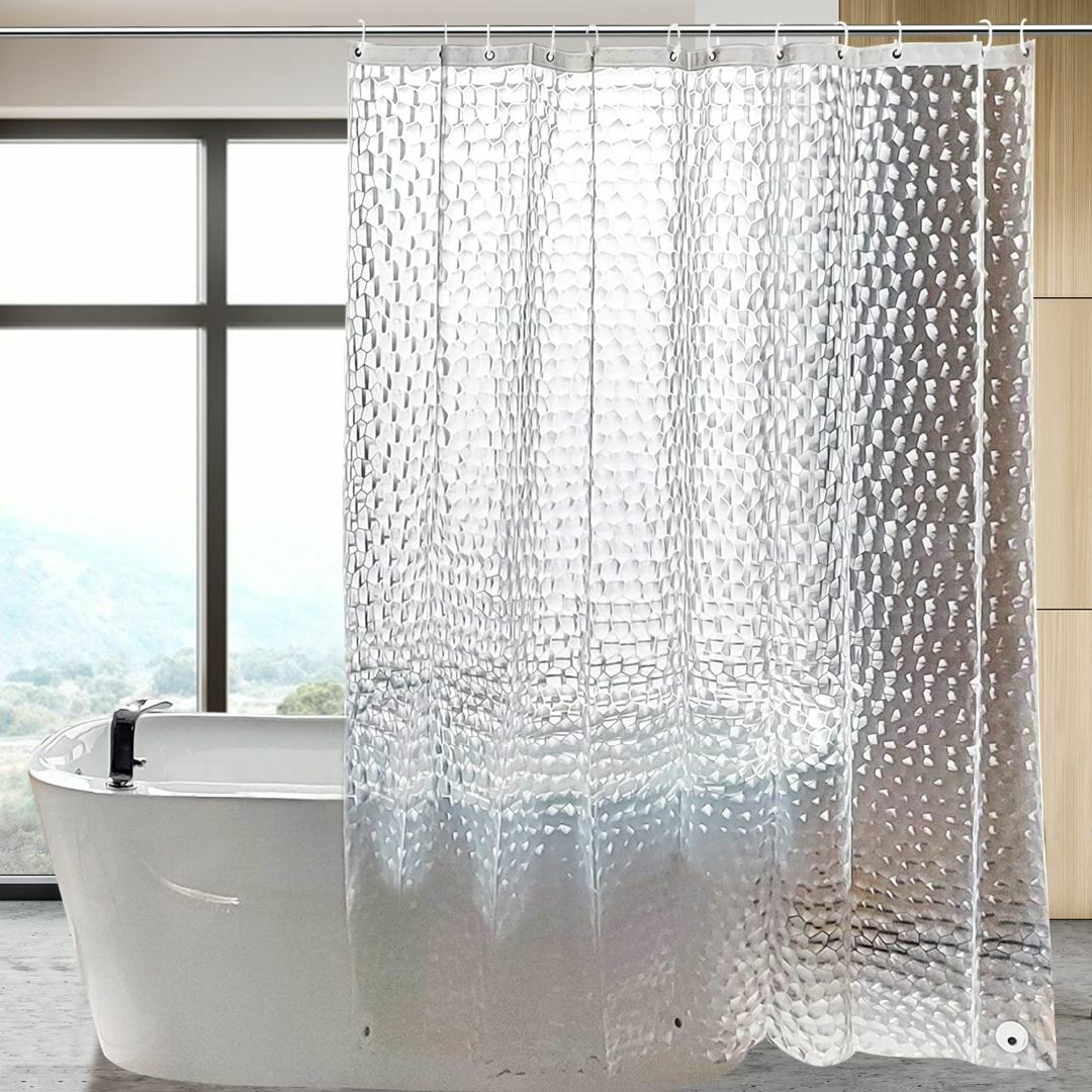 AooHome シャワーカーテン 透明 150cm丈 防カビ 透明ビニールカーテ インテリア/住まい/日用品の日用品/生活雑貨/旅行(タオル/バス用品)の商品写真