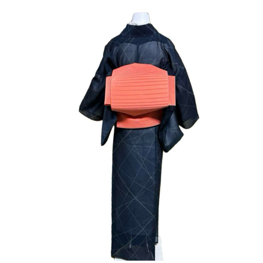 正絹紗紬小紋フルセット4点 美品着物+正絹夏名古屋帯+帯締め+ 正絹紗紬小紋フルセット4点 美品着物+正絹夏名古屋帯+帯締め+