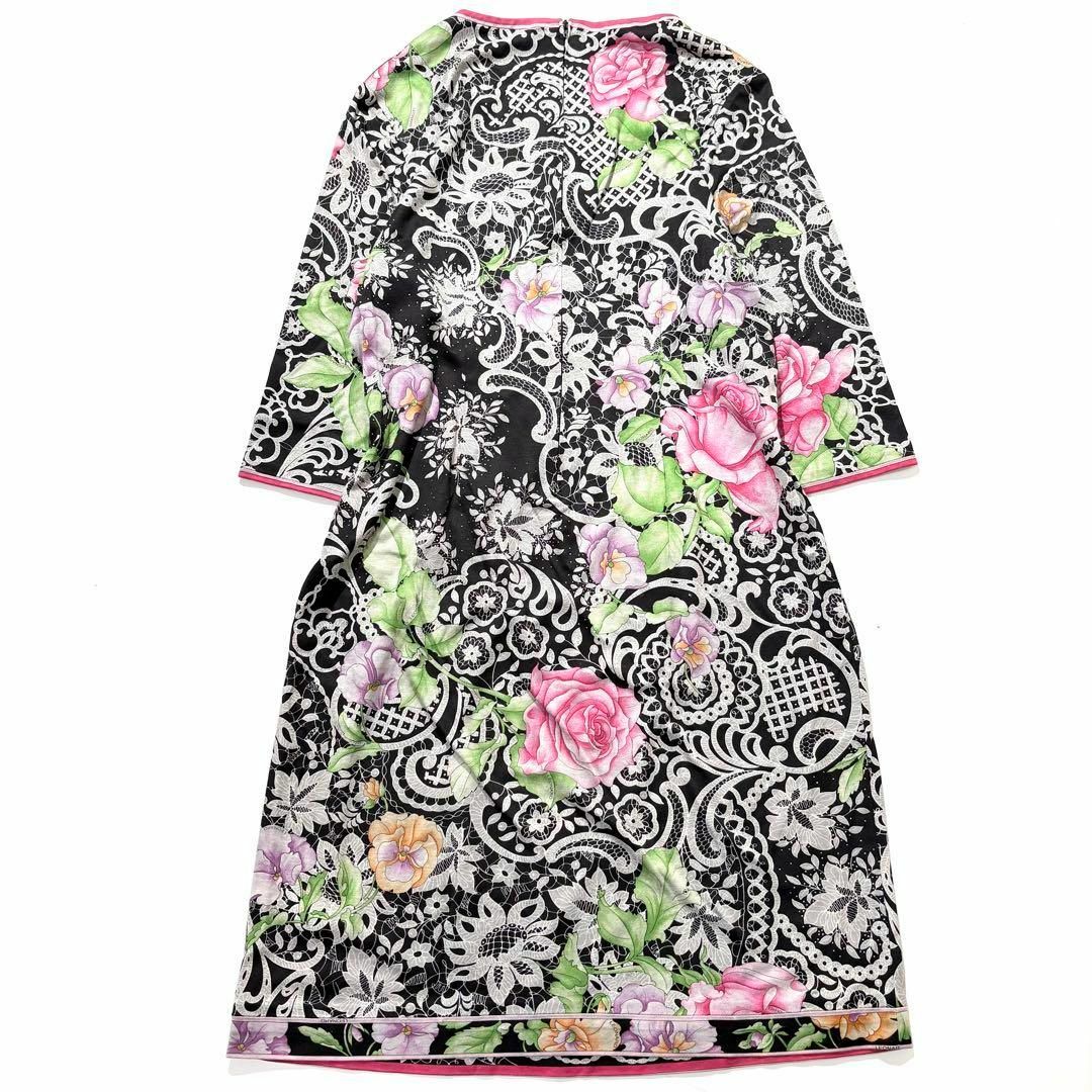 LEONARD - 【極美品】LEONARD 膝丈 ワンピース 花柄 ロゴ 七分袖 LEONARD - 【極美品】LEONARD 膝丈 ワンピース 花柄 ロゴ 七分袖