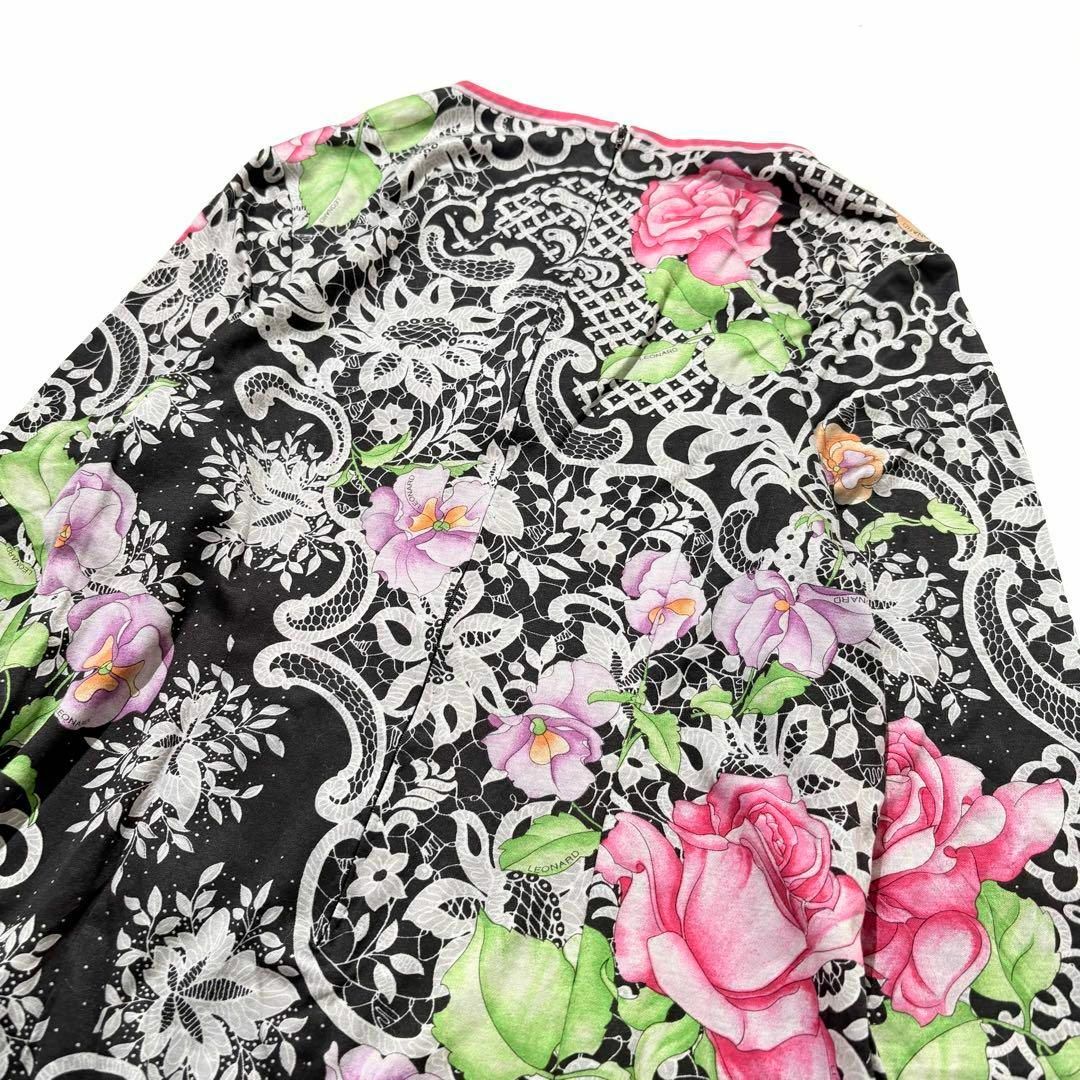 LEONARD - 【極美品】LEONARD 膝丈 ワンピース 花柄 ロゴ 七分袖 LEONARD - 【極美品】LEONARD 膝丈 ワンピース 花柄 ロゴ 七分袖