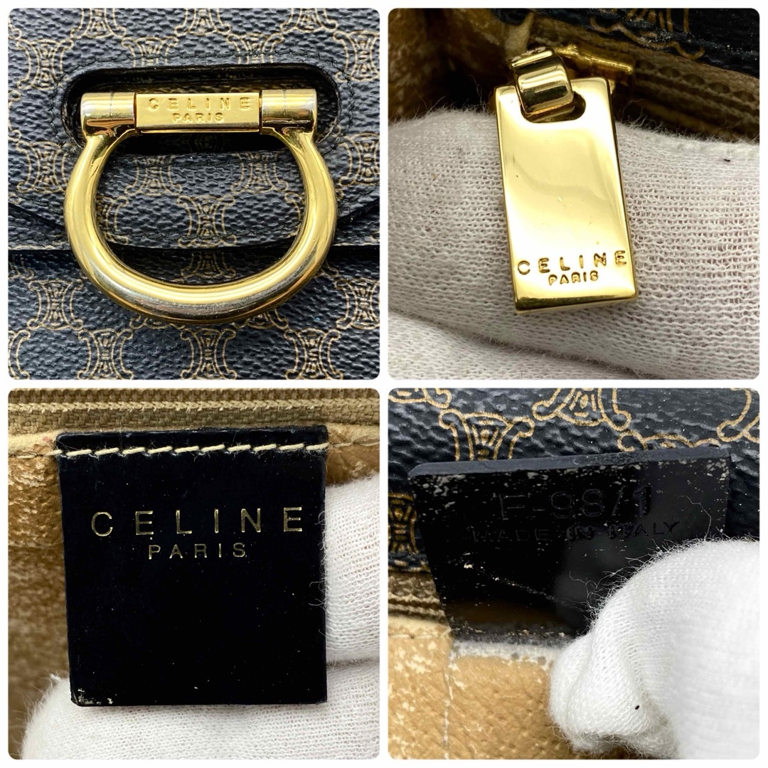 CELINE - CELINE ハンドバッグ ガンチーニ 黒マカダム ダブル CELINE - CELINE ハンドバッグ ガンチーニ 黒マカダム ダブル