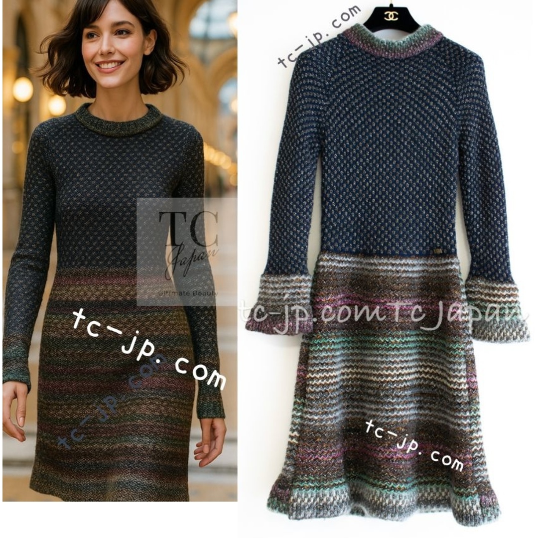 CHANEL - シャネル ワンピース CHANEL ネイビー メタリック CHANEL - シャネル ワンピース CHANEL ネイビー メタリック