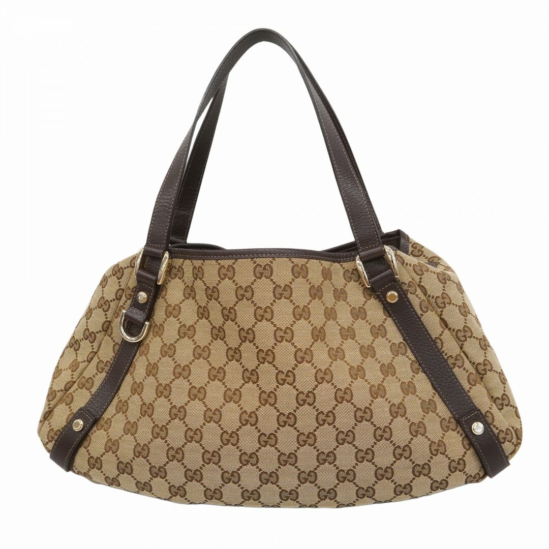 GUCCI - 【5da0594】グッチ トートバッグ GGキャンバス 130736 キャンバス ブラウン シャンパンゴールド金具【中古】レディース
