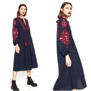 ザラ(ZARA)の新品☆ZARA 刺繍ワンピース ☆ ビームス IENA SHIPS  KBF(ロングワンピース/マキシワンピース)