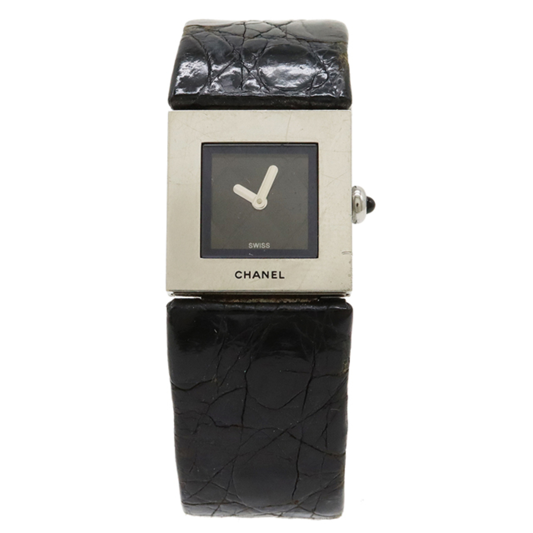 CHANEL - CHANEL シャネル マトラッセ ブラック文字盤 SS 革 CHANEL - CHANEL シャネル マトラッセ ブラック文字盤 SS 革