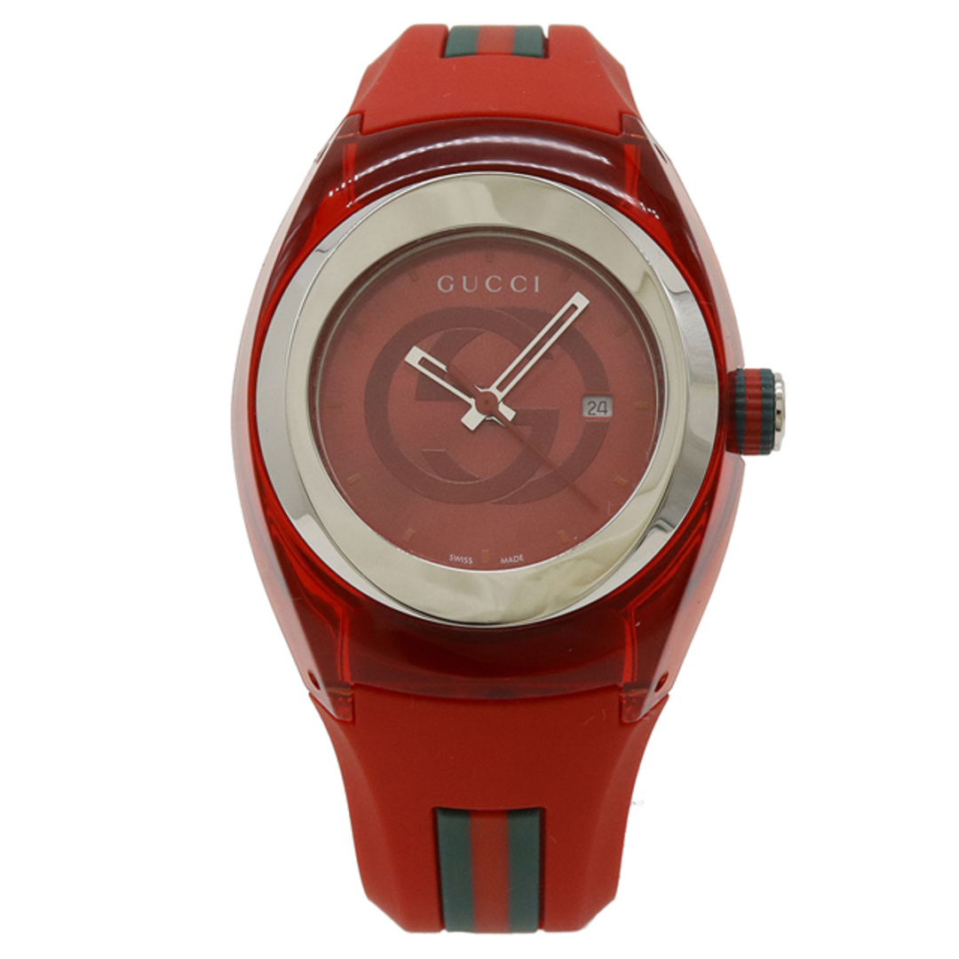 GUCCI - GUCCI グッチ シンク レッド文字盤 SS ラバー インター GUCCI - GUCCI グッチ シンク レッド文字盤 SS ラバー インター