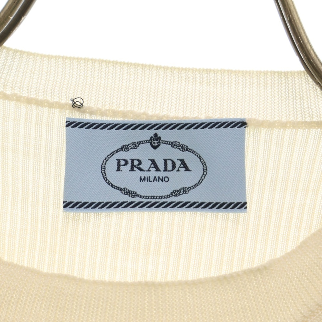 PRADA - PRADA プラダ ロゴプリント シルク クルーネック 半袖 PRADA - PRADA プラダ ロゴプリント シルク クルーネック 半袖