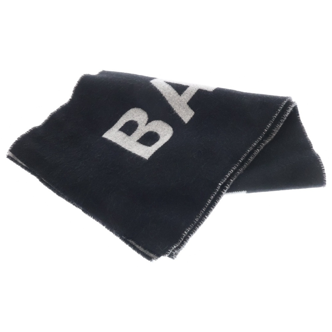 BALENCIAGA - BALENCIAGA バレンシアガ LOGO MUFFLER ロゴデザインマフラー ブラック/グレー