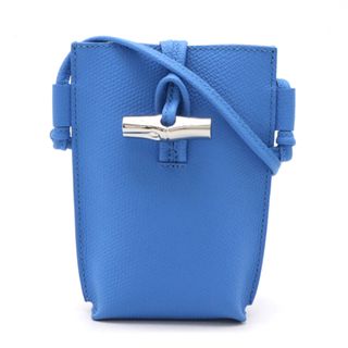 ロンシャン(LONGCHAMP)のLONGCHAMP ロンシャン ル ロゾ スマートフォンケース ショルダーバッグ ポシェット ポーチ 小物入れ レザー ブルー 青 シルバー金具(Androidケース)