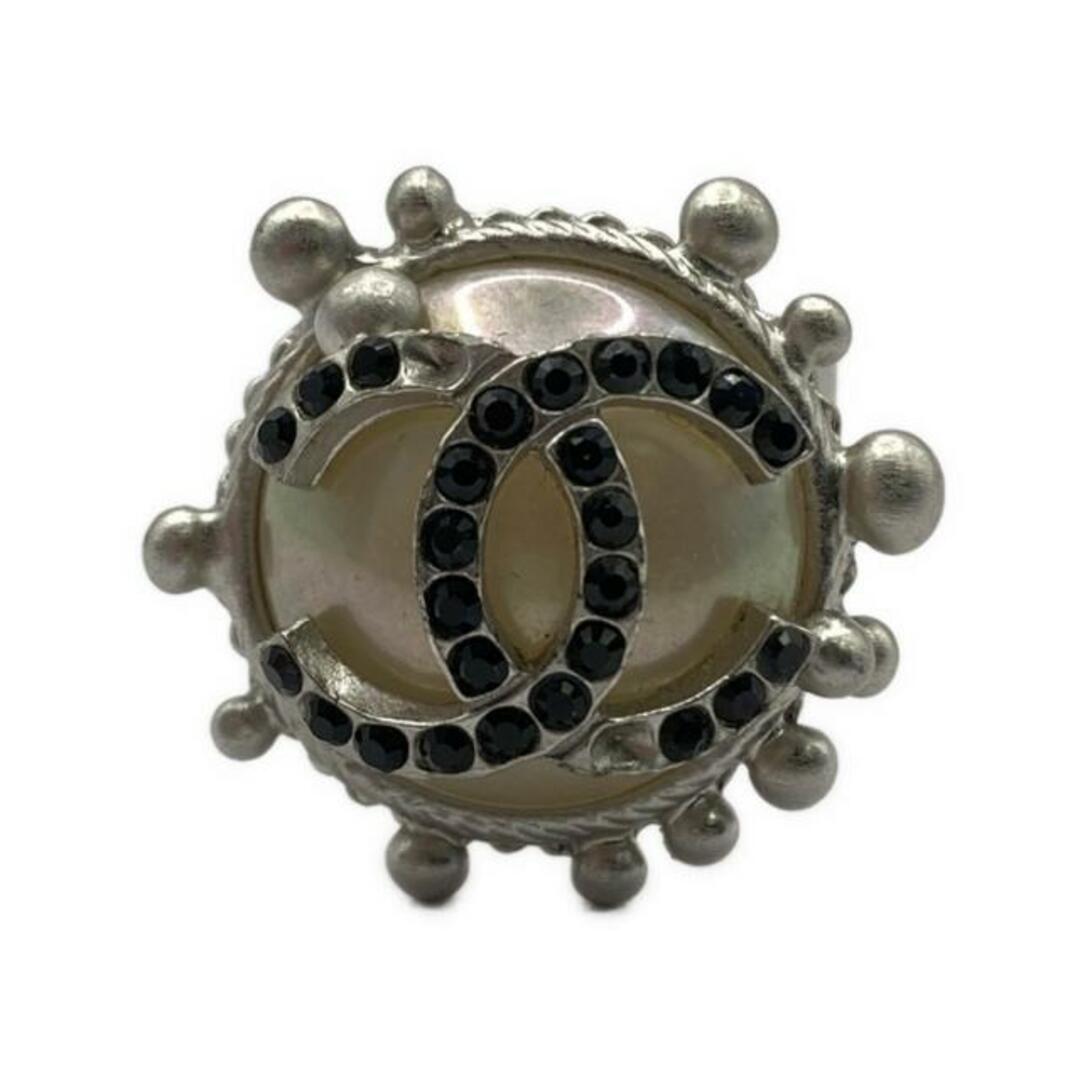 CHANEL - CHANEL(シャネル) リング ココマーク シルバー×黒の CHANEL - CHANEL(シャネル) リング ココマーク シルバー×黒の