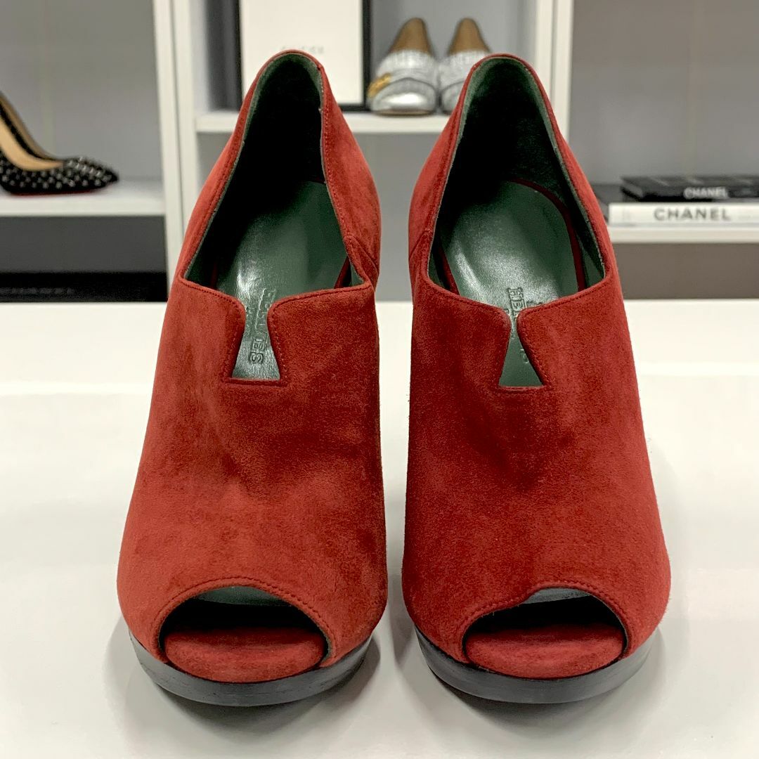 HERMES - 8585 未使用 エルメス スエード オープントゥ パンプス HERMES - 8585 未使用 エルメス スエード オープントゥ パンプス
