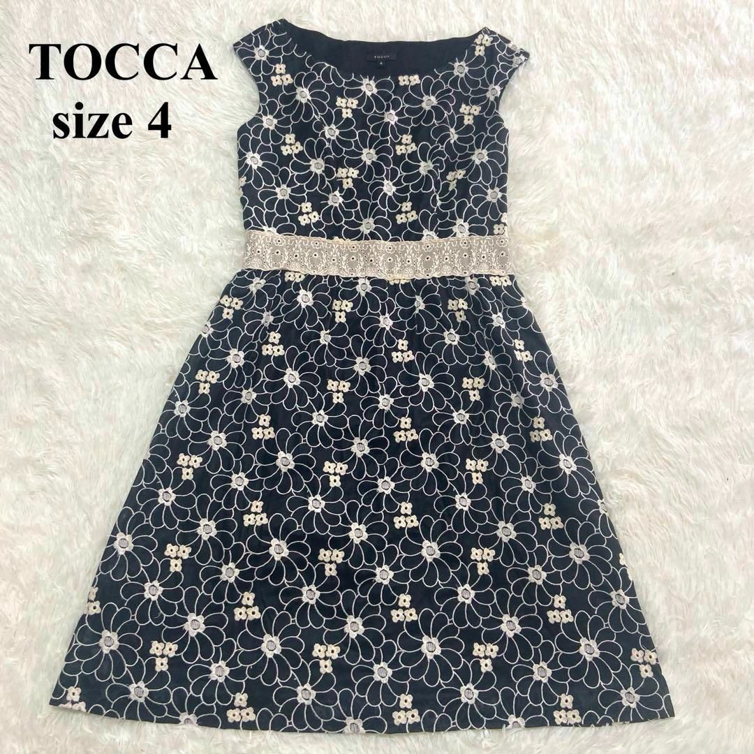 TOCCA - TOCCA トッカ 花柄刺繍 ノースリーブ ワンピース フレア TOCCA - TOCCA トッカ 花柄刺繍 ノースリーブ ワンピース フレア