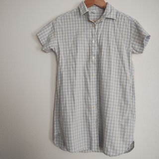120 ユニクロ 美品 シャツ 羽織り ワンピース チェック