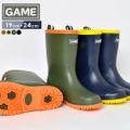 レインブーツ ジュニア シンプル 男の子 女の子 19cm 20cm 21cm 22cm 23cm 24cm おしゃれ 長靴 GAME レインシューズ キッズ 雨靴 柔らかい こども 子供 通学 小学生高学年 プレゼント 靴 無地 おしゃれ D.BROWN 22cm