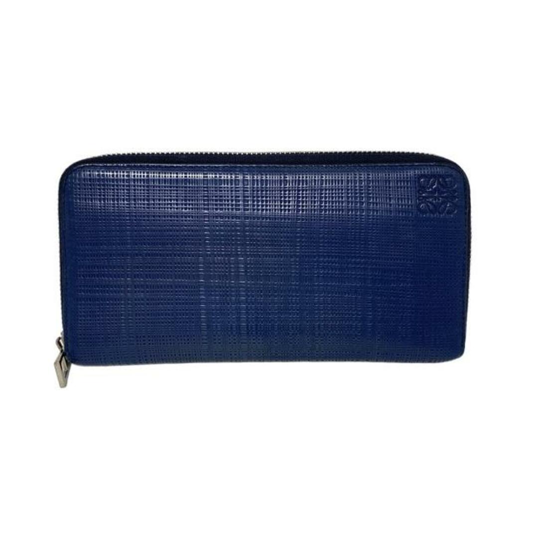 LOEWE - LOEWE(ロエベ) 長財布 - ネイビー 型押し加工/ラウンド LOEWE - LOEWE(ロエベ) 長財布 - ネイビー 型押し加工/ラウンド