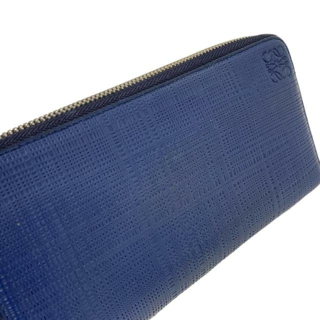 LOEWE - LOEWE(ロエベ) 長財布 - ネイビー 型押し加工/ラウンド LOEWE - LOEWE(ロエベ) 長財布 - ネイビー 型押し加工/ラウンド