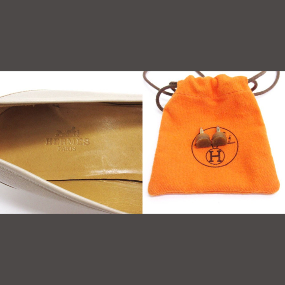 HERMES - エルメス Hロゴ ポインテッドトゥ パンプス ベージュ HERMES - エルメス Hロゴ ポインテッドトゥ パンプス ベージュ
