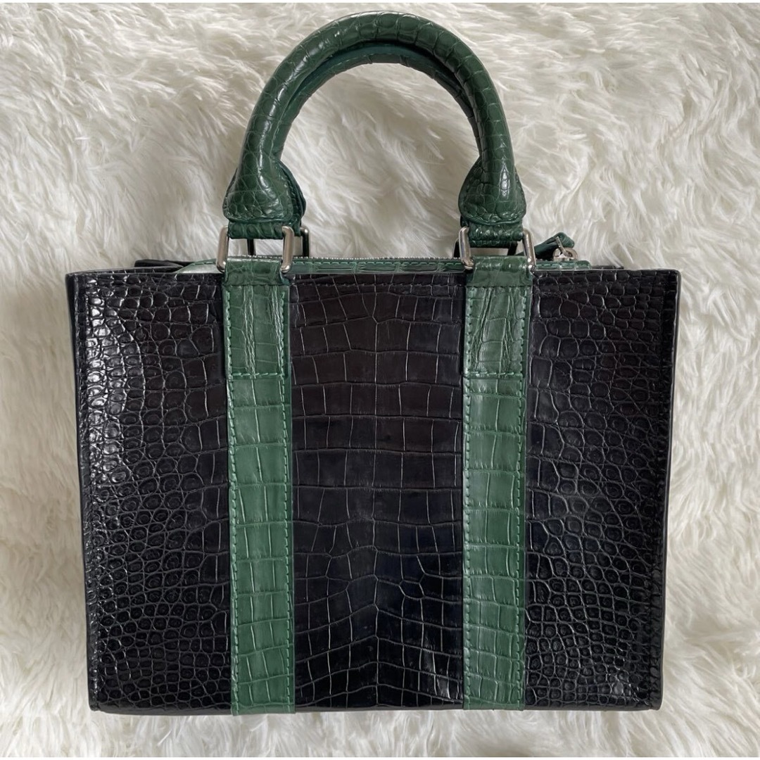 クロコダイル トートバッグ ショルダーバッグ 2way ブラック クロコダイル トートバッグ ショルダーバッグ 2way ブラック