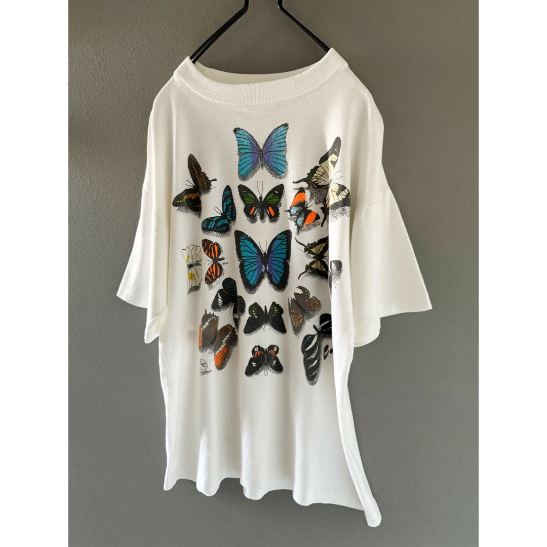 VINTAGE - ビンテージ 80s 90s USA ヨーロッパ 蝶々 L 白 T VINTAGE - ビンテージ 80s 90s USA ヨーロッパ 蝶々 L 白 T