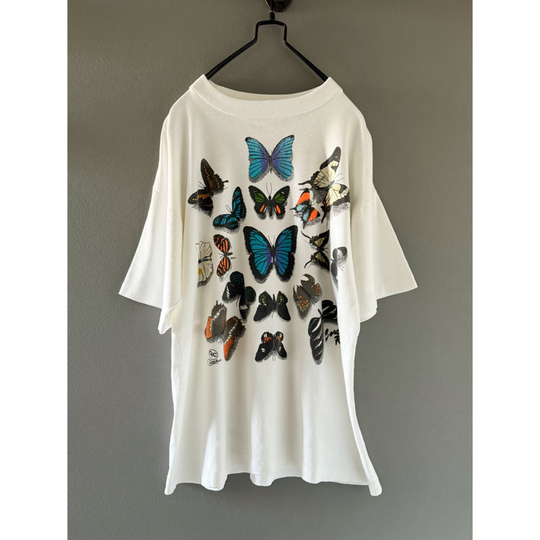 VINTAGE - ビンテージ 80s 90s USA ヨーロッパ 蝶々 L 白 T VINTAGE - ビンテージ 80s 90s USA ヨーロッパ 蝶々 L 白 T
