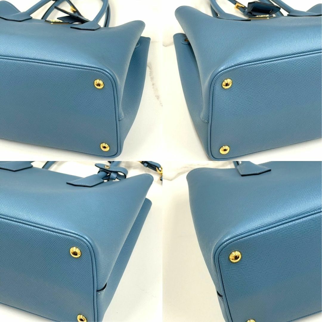 PRADA - 美品☆ プラダ サフィアーノキュイール ブルーグレー PRADA - 美品☆ プラダ サフィアーノキュイール ブルーグレー