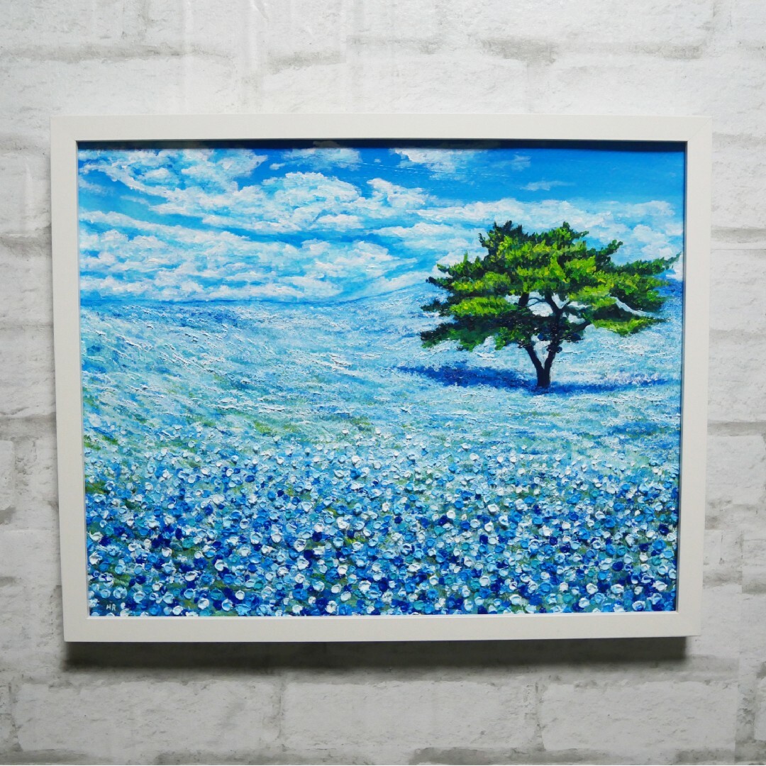 油絵 油彩 油彩画 絵 絵画 【青空のネモフィラの丘】の通販 by 油絵 油彩 油彩画 絵 絵画 【青空のネモフィラの丘】の通販 by