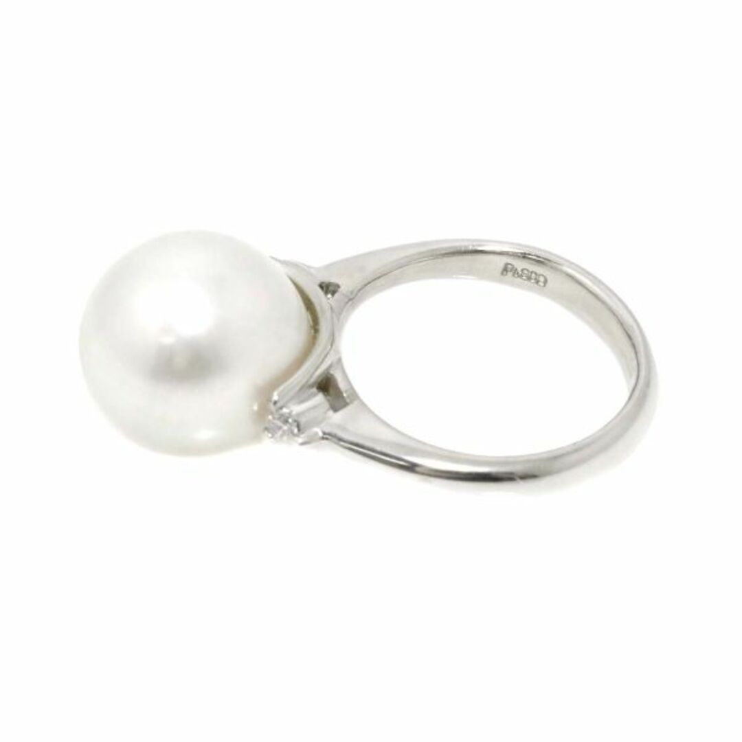 リング 13.5号 白蝶真珠 13.3mm ダイヤ 0.10ct Pt プラチナ リング 13.5号 白蝶真珠 13.3mm ダイヤ 0.10ct Pt プラチナ