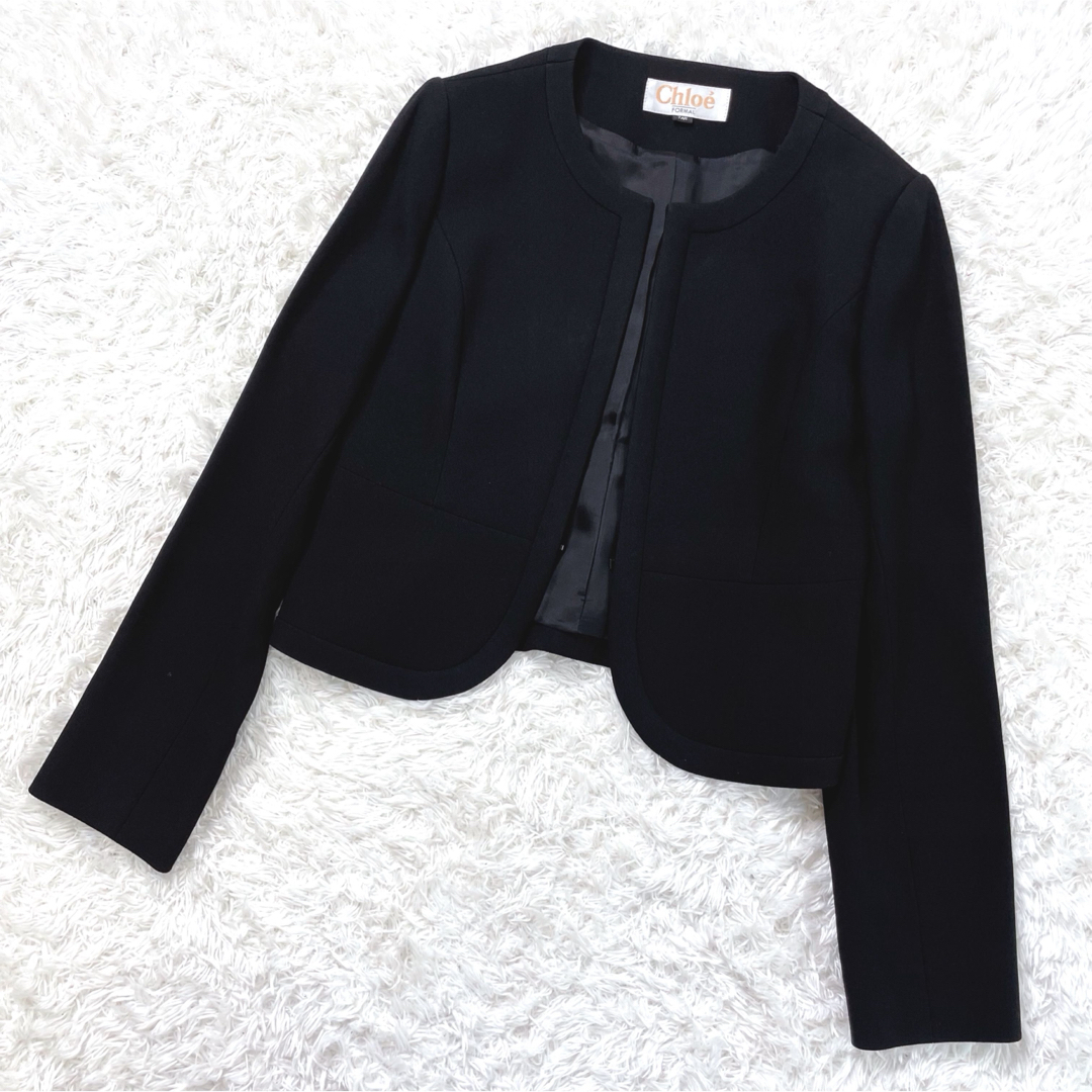 Chloe - 美品✨ クロエ イギン ブラックフォーマル ノーカラー Chloe - 美品✨ クロエ イギン ブラックフォーマル ノーカラー