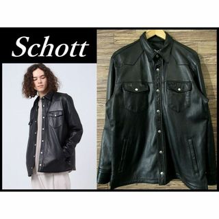 schott - 【美品】Schott ショット レザー ダウンジャケット Mの schott - 【美品】Schott ショット レザー ダウンジャケット Mの