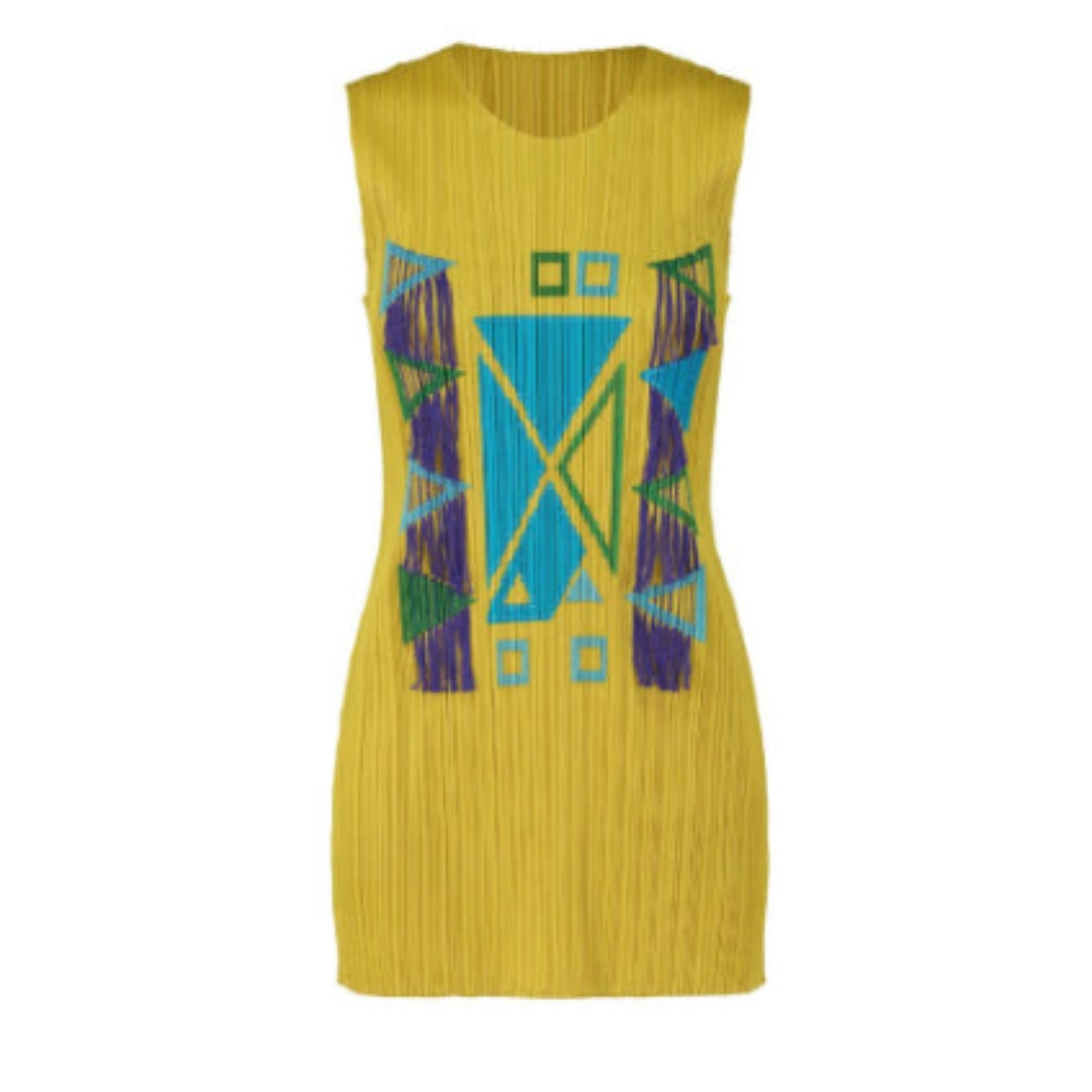 PLEATS PLEASE ISSEY MIYAKE - イッセイミヤケ プリーツプリーズ パッチワーク·フリンジ·チュニック